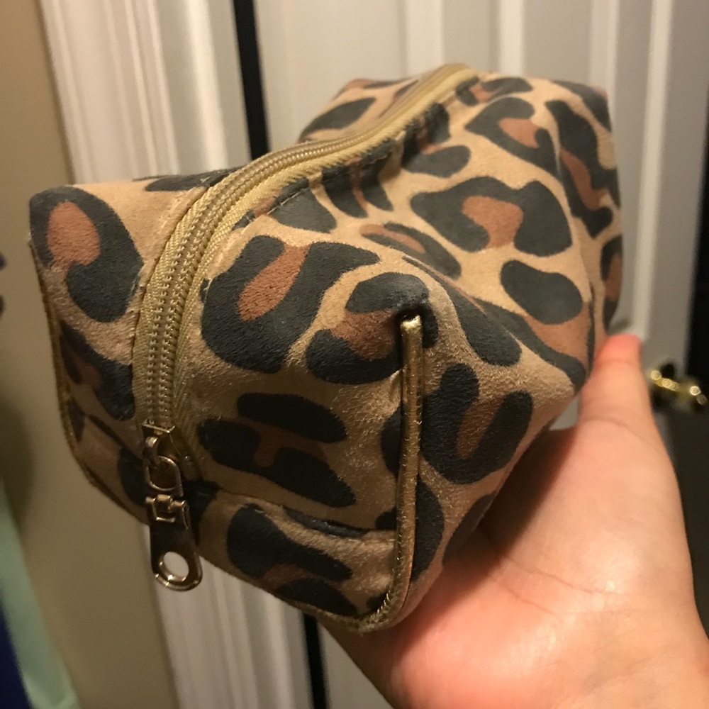 Leopard print makeup bag